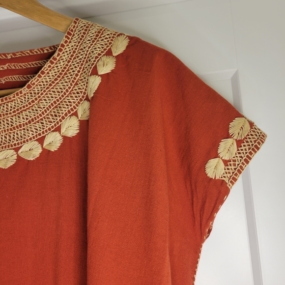 Women's Tribal Blouse size S/M Orange color embroidery detail - Picture 4 of 4